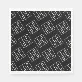 Serviette En Papier Motif des initiales Mariages modernes | Noir & Bla (Devant)