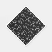 Serviette En Papier Motif des initiales Mariages modernes | Noir & Bla (Coin)