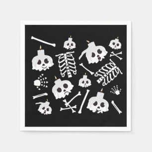 Serviette En Papier Motif des os crâniens de squelette d'Halloween