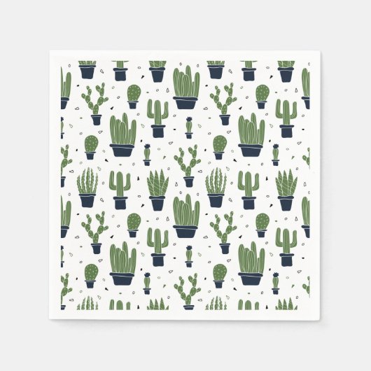 Serviette En Papier Motif Désert de Cactus Vert Rustique (Devant)