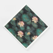 Serviette En Papier Motif d'étang à lys rose vert (Coin)
