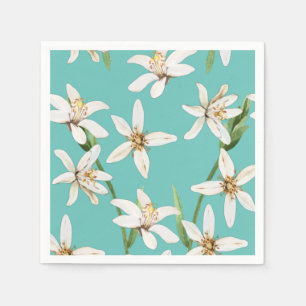 Serviette En Papier motif d'été en fleurs de citron turquoise 