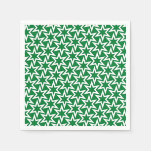 Serviette En Papier Motif d'étoile géométrique blanc et vert