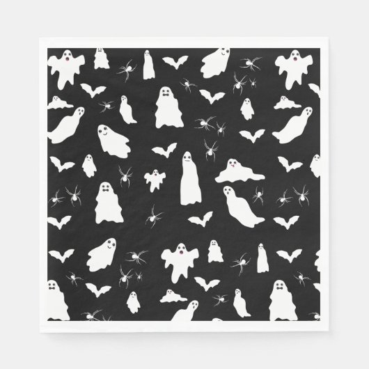 Serviette En Papier Motif d'Halloween, chauves-souris et araignées (Devant)