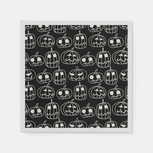 Serviette En Papier Motif d'Halloween Citrouilles blancs (Devant)