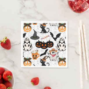 Serviette En Papier Motif d'Halloween. Éffrayant et mignon