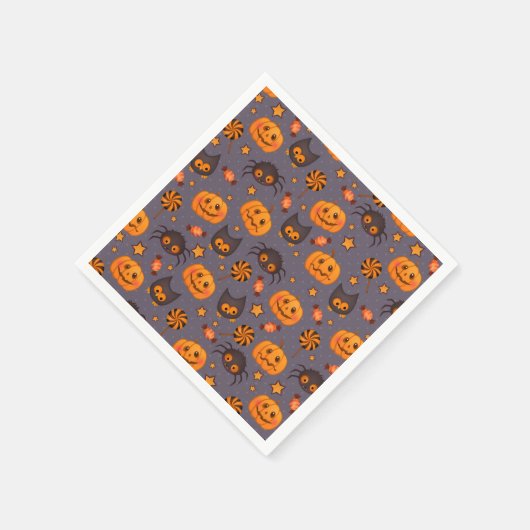 Serviette En Papier Motif d'Halloween mignon Arrière - plan pourpre (Coin)