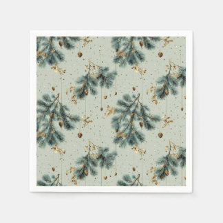 Serviette En Papier Motif d'hiver de Pinecone bleu et Brown