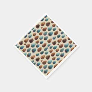 Serviette En Papier Motif d'hiver de Pinecone bleu et Brown