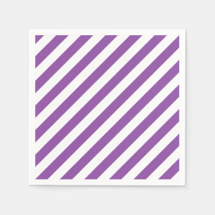 Serviette En Papier Motif Diagonal Violet Et Blanc