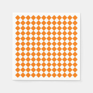 Serviette En Papier Motif diamant à carreaux orange et blanc