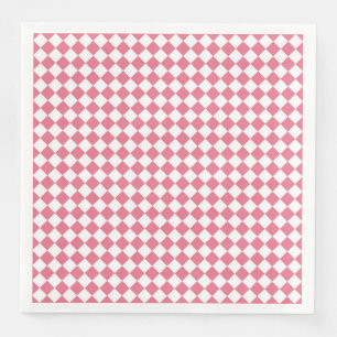 Serviette En Papier Motif diamant à carreaux rose blanc