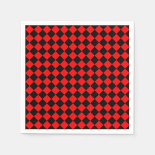 Serviette En Papier Motif diamant à carreaux rouge et noir