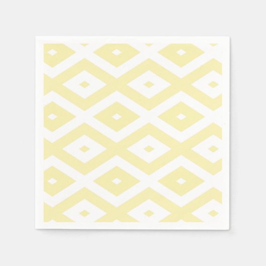 Serviette En Papier Motif diamant jaune pâle et blanc (Devant)