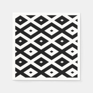 Serviette En Papier Motif diamant noir et blanc