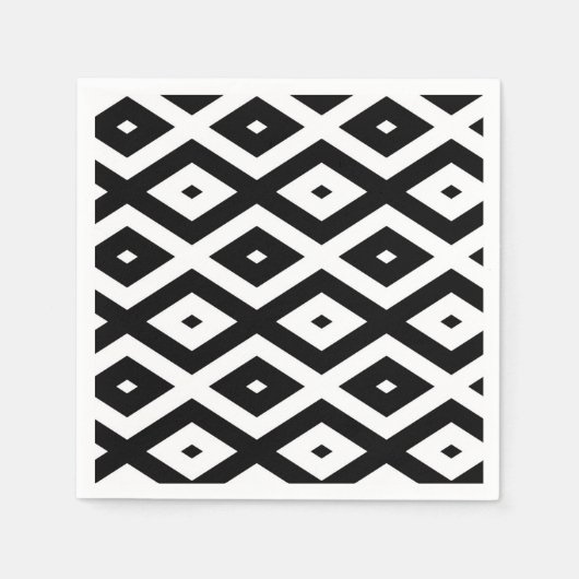 Serviette En Papier Motif diamant noir et blanc (Devant)