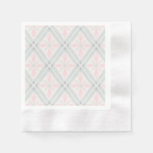 Serviette En Papier Motif diamant pastel vert et rose