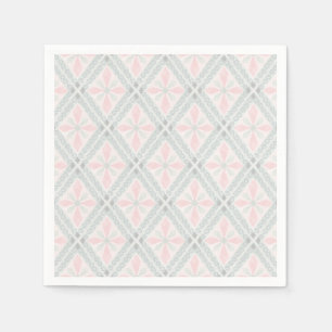 Serviette En Papier Motif diamant pastel vert et rose