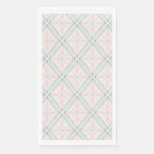 Serviette En Papier Motif diamant pastel vert et rose