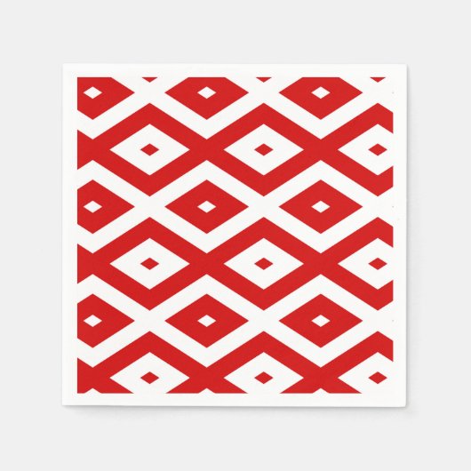 Serviette En Papier Motif diamant rouge et blanc (Devant)