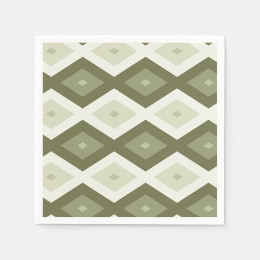 Serviette En Papier Motif diamant vert olive (Devant)