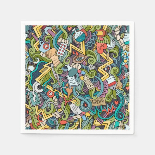 Serviette En Papier Motif d'icône Médicale d'art Abstrait (Devant)