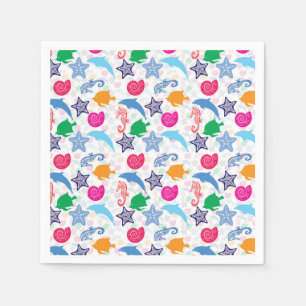 Serviette En Papier Motif d'illustration d'animaux de mer colorés