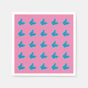 Serviette En Papier Motif d'illustration de papillons bleus