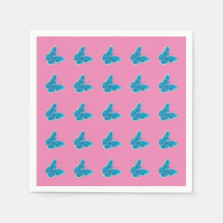 Serviette En Papier Motif d'illustration de papillons bleus