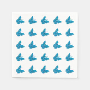 Serviette En Papier Motif d'illustration de papillons bleus