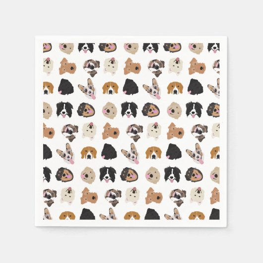 Serviette En Papier Motif d'illustration du visage de chien mignon (Devant)