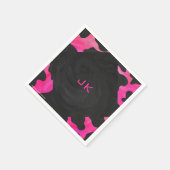 Serviette En Papier Motif d'impression monogramme rose et noir (Coin)