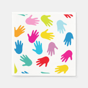 Serviette En Papier Motif d'impressions de mains d'enfant lunaire