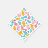 Serviette En Papier Motif Dinosaur rose et Turquoise (Coin)