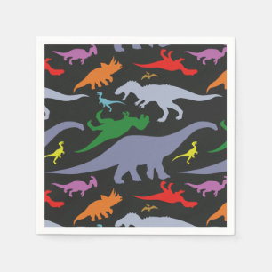 Serviette En Papier Motif Dinosaure coloré (foncé)