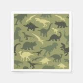 Serviette En Papier Motif Dinosaure, Silhouette Dinosaure, Dino Vert (Devant)