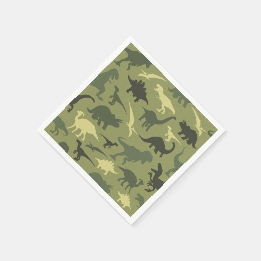 Serviette En Papier Motif Dinosaure, Silhouette Dinosaure, Dino Vert (Coin)
