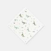 Serviette En Papier Motif Dinosaure Vert (Coin)