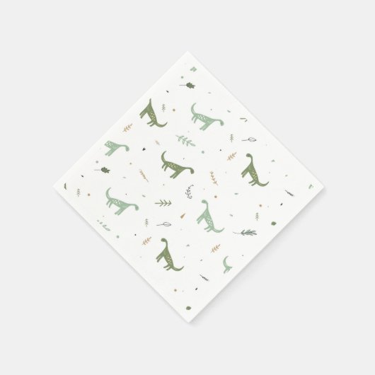 Serviette En Papier Motif Dinosaure Vert (Coin)