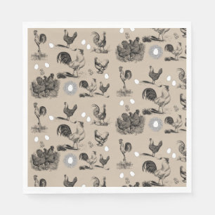 Serviette En Papier Motif d'oeufs de coq de poulet de pays vintage
