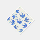 Serviette En Papier Motif d'oiseaux avirés bleu aquarelle (Coin)