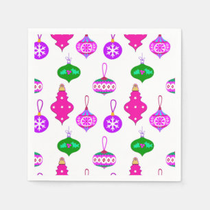 Serviette En Papier Motif d'ornement antique en rose, violet et Turquo