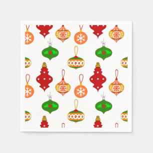 Serviette En Papier Motif d'ornement antique en rouge, vert et blanc