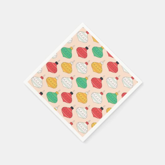 Serviette En Papier Motif d'ornements de Noël rétro (Coin)