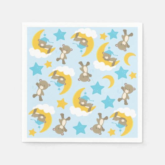 Serviette En Papier Motif D'Ours, Mignonnes Ours, Nounours, Étoiles (Devant)