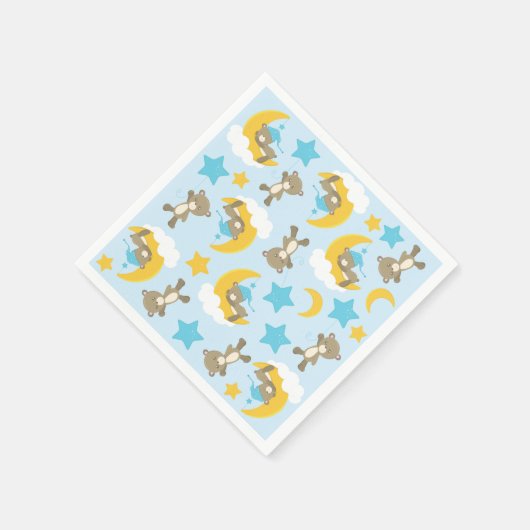 Serviette En Papier Motif D'Ours, Mignonnes Ours, Nounours, Étoiles (Coin)
