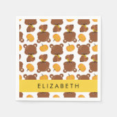 Serviette En Papier Motif D'Ours, Mignons Ours, Citrouille, Votre Nom (Devant)