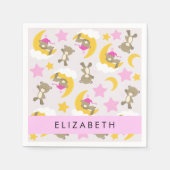 Serviette En Papier Motif D'Ours, Nounours, Étoiles, Votre Nom (Devant)