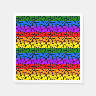 Serviette En Papier Motif du coeur arc-en-ciel
