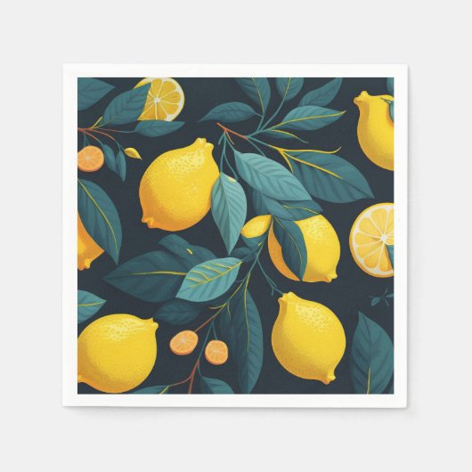 Serviette En Papier Motif du jardin de citron. Agrumes tropicaux jaune (Devant)